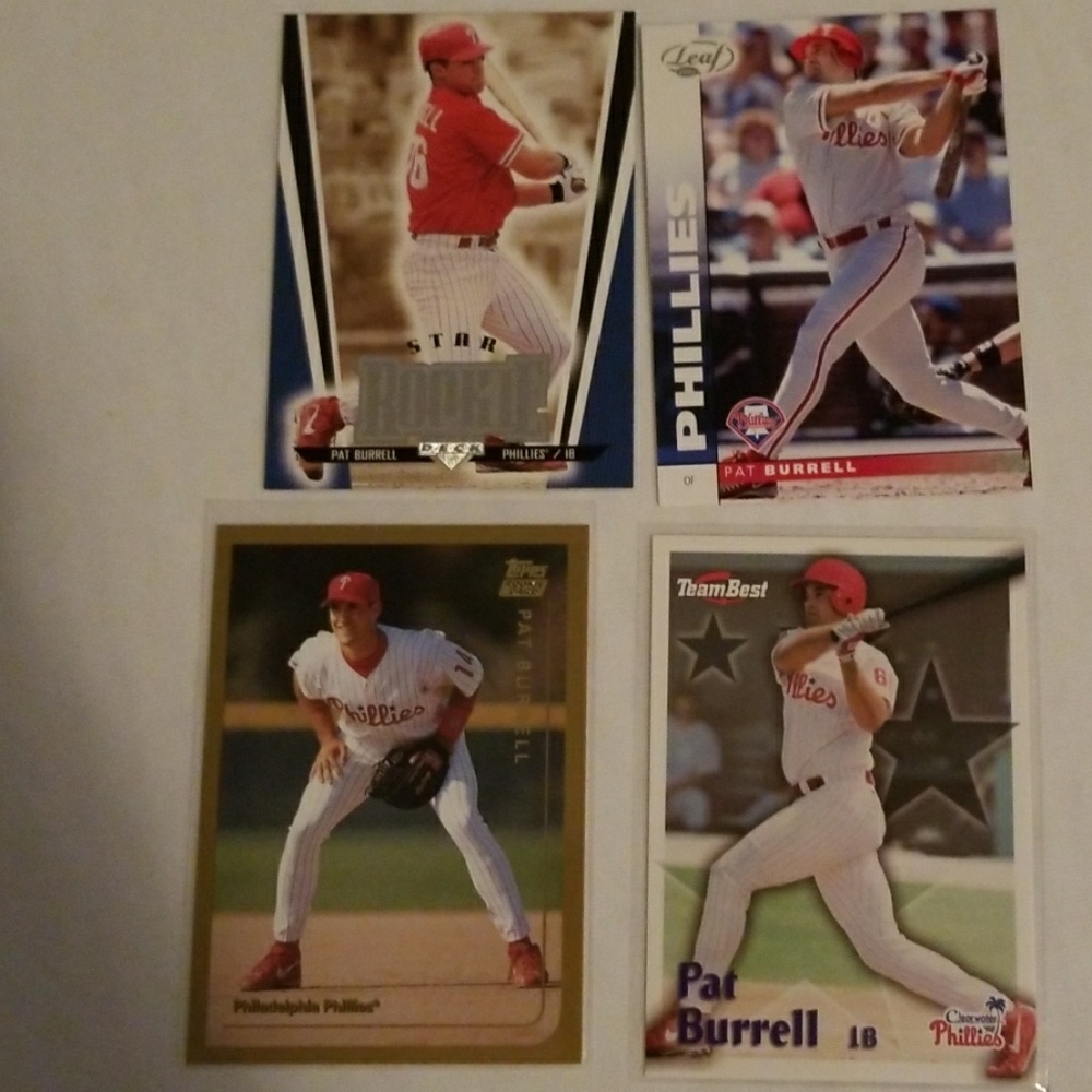 Pat Burrell baseball cards 4 card lot